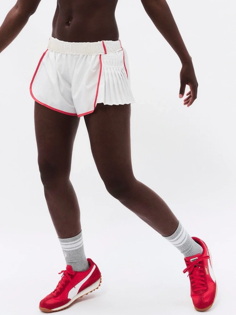FP Movement by Free People White Athletic Shorts with Red Trim